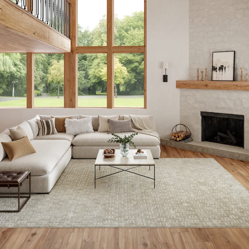 Nourison Washable Charm Indoor only Modern Geometric Area Rug - Silver/Ivory - 9' x 12'