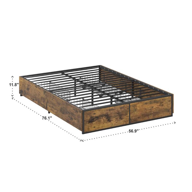 Youngstown Wood Finish Panel Black Metal Platform Bed with Storage Drawers by iNSPIRE Q Modern