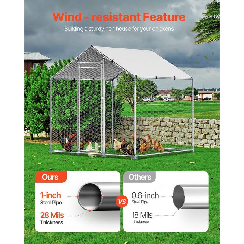 UIMOSO Metal Chicken Coop, Large Walk-in Chicken Runs with Cover, Hen House Enclosure with Security Lock
