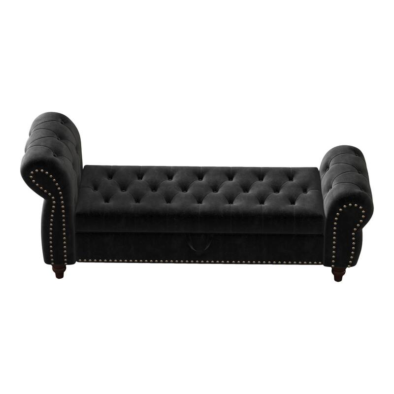 Luxury Storage Chaise Tufted Velvet Chaise Lounge with Storage