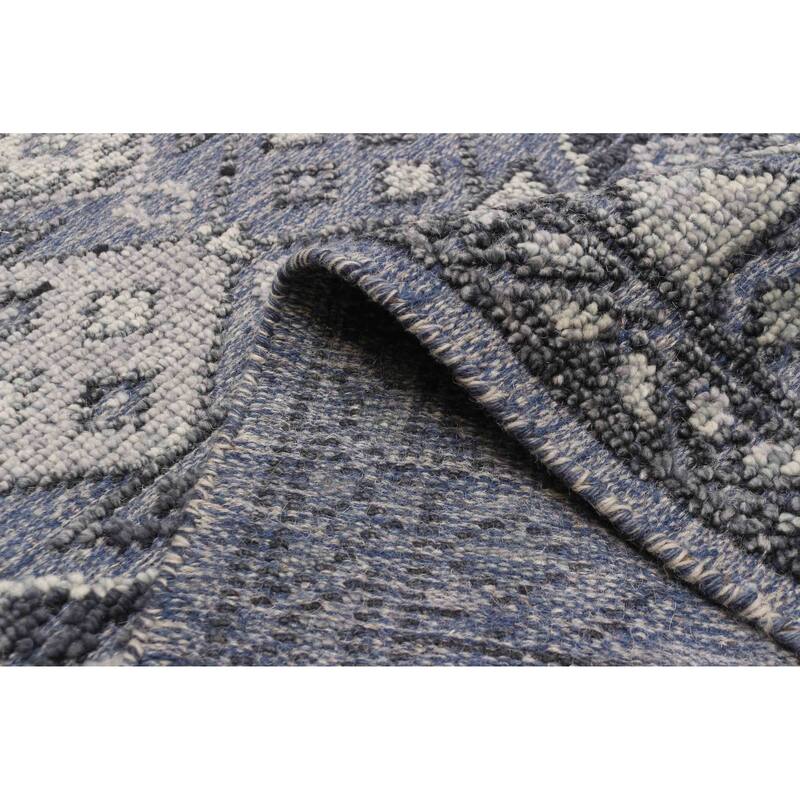 ECARPETGALLERY Hand-knotted Tangier Slate Blue Wool Rug - 5'4 x 7'6