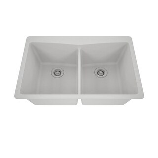 33 Inch Lexicon Platinum Quartz Composite Drop-in Undermount Double Bowl Galaxy White Kitchen Sink LP-800TM-W-SO