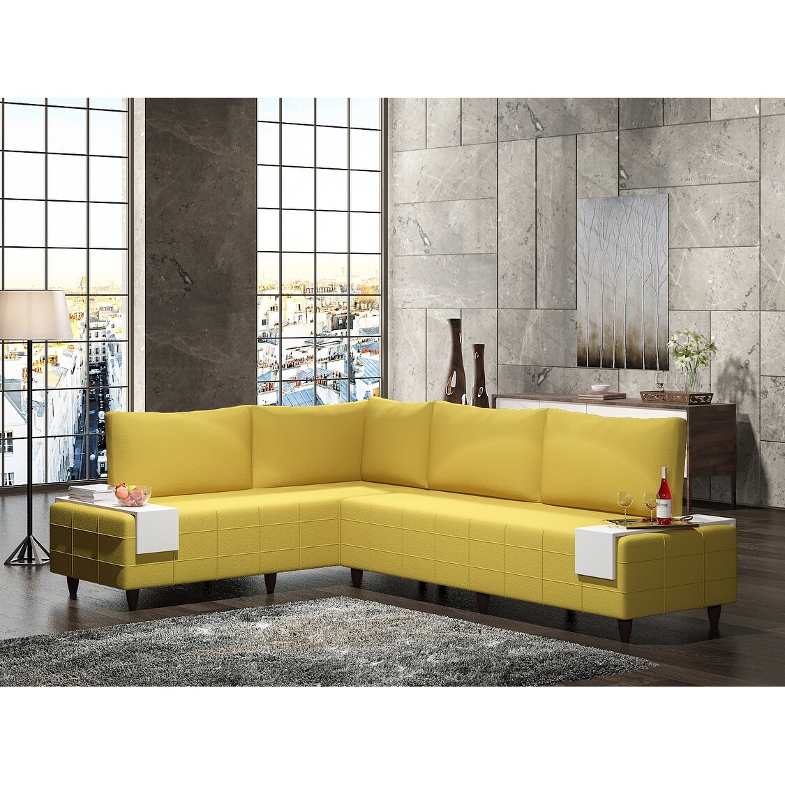 Zhomez Inferno Modern Metal Frame with Foam Seat Sectional Sofa