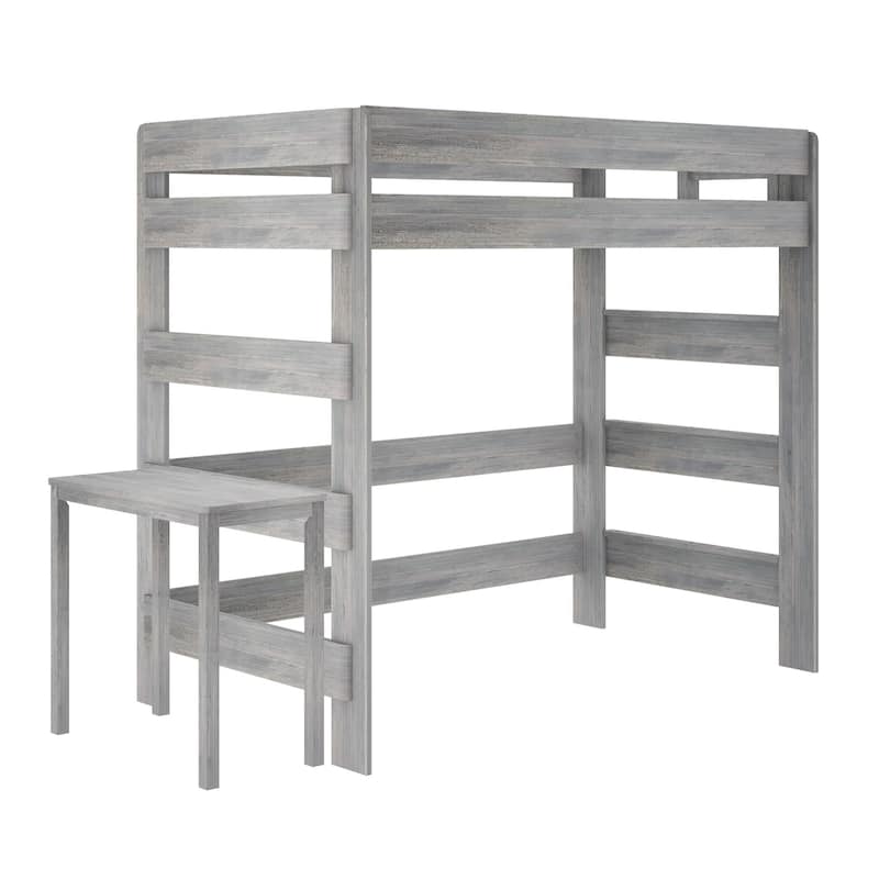 Max and Lily Farmhouse Twin-Size High Loft Bed with Desk