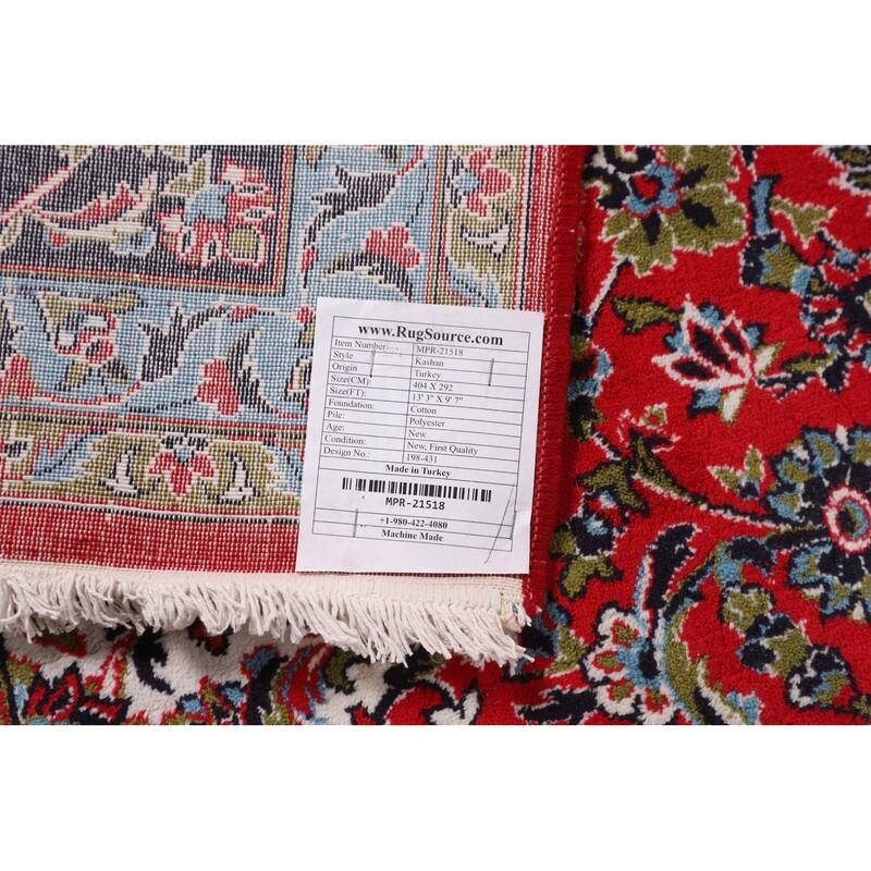 Traditional Floral Kashan Turkish Rug Medallion Machine-Made Carpet - 9'7" x 13'3"
