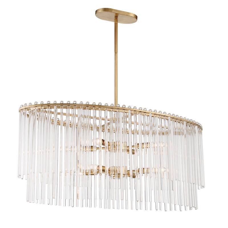 Bleecker 8 Light Antique Gold Chandelier - 36'' W x 16'' H