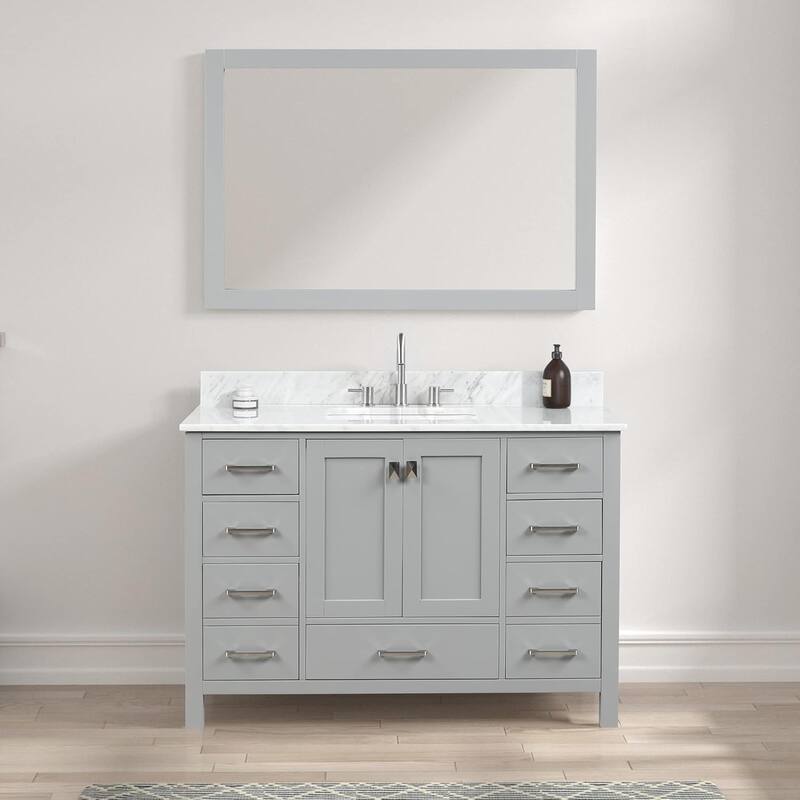 Blossom Geneva 48" Solid Wood Bathroom Vanity with Marble Top - Metal Grey