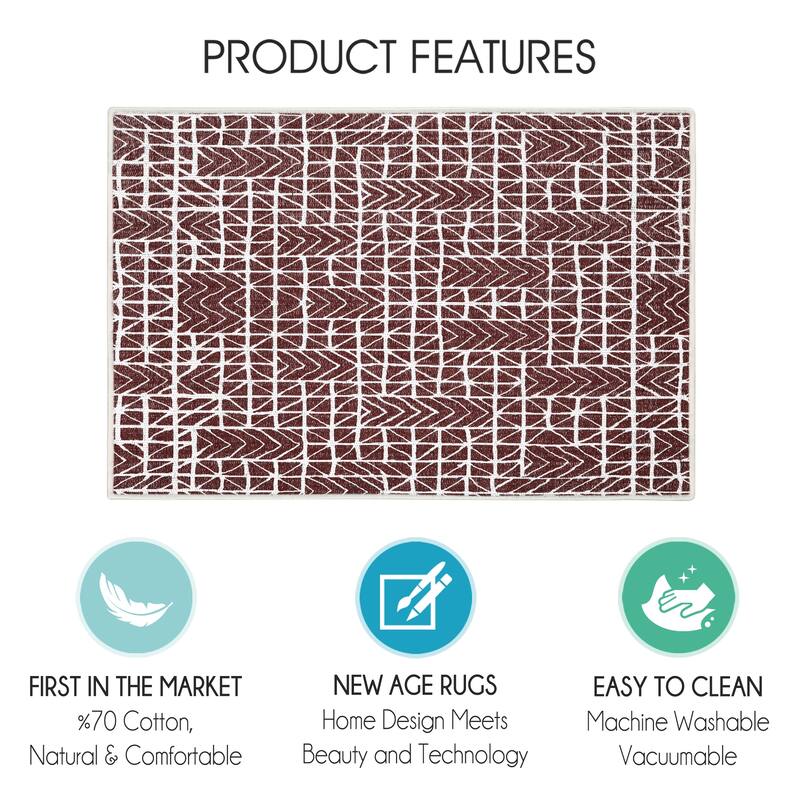 Sussexhome Heavy Duty Ultra Thin Non Slip Washable Cotton Indoor Rug - 2' x 3'