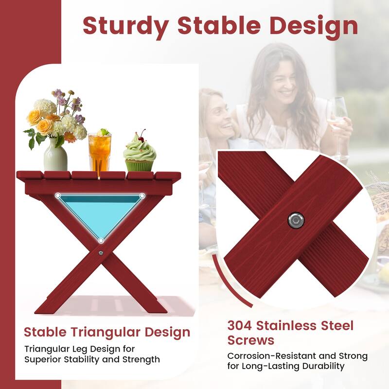 Outdoor Patio HDPE Foldable Side Table, Waterproof & Weather Resistant