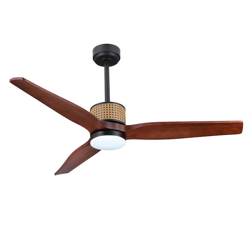 MLiAN 52 In. 3 Solid Wood Indoor Ceiling Fan with Light Kit - 52"
