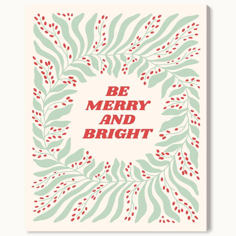 Wynwood Studio Canvas Holiday and Seasonal Red and Green Wishes Red Modern & Contemporary Wall Art Canvas Print