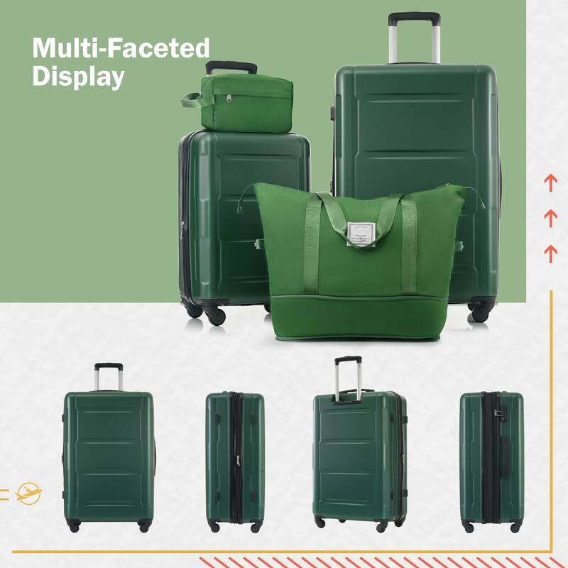 2-Piece 20/24 Inch, Modern Luggage Sets, Expandable Lightweight Luggage with TSA Lock, for Boarding Travel, Green