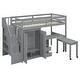 preview thumbnail 45 of 110, Twin/Full Size Loft Bed with Storage Staircase, Wardrobe and Desk, Solid Wood Loft Bedframe with 2 Storage Drawers and Shelves