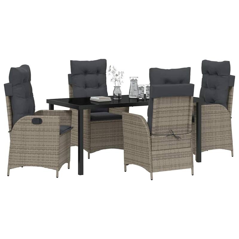 vidaXL Garden Dining Set with Cushion Poly Rattan