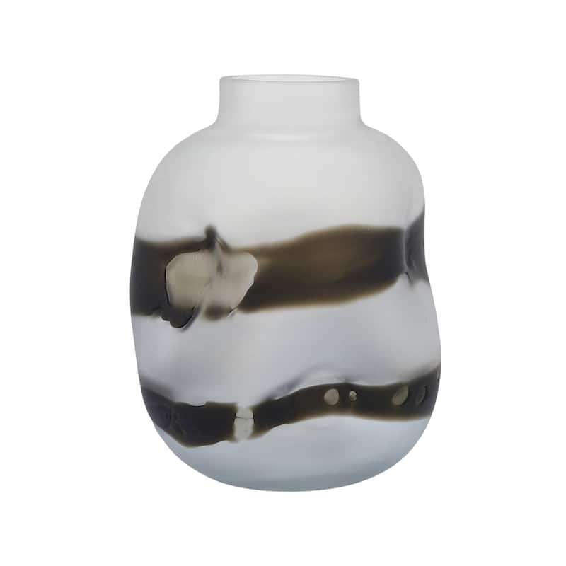 Sagebrook Home Glass Gray Dented Abstract Vase