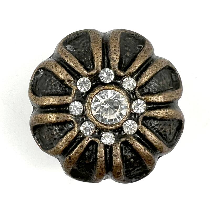 HomeRoots Set of Six Black And Gold Scalloped Knob Iron Drawer Pull Knobs - 6.25 in. x 4.00 in. x 3.50 in.