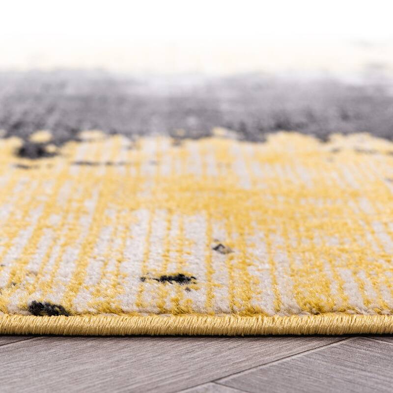 World Rug Gallery Abstract Design Distressed Blue Area Rug