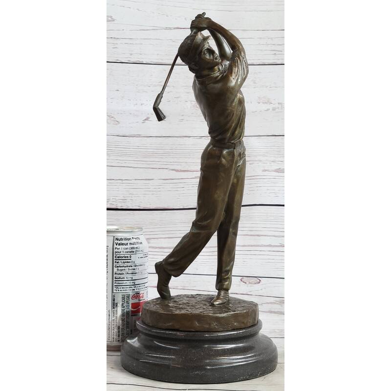 Golf Dad Golfer Golfing Man Bronze Sculpture Statue Figure Country Club Decor Marble Base