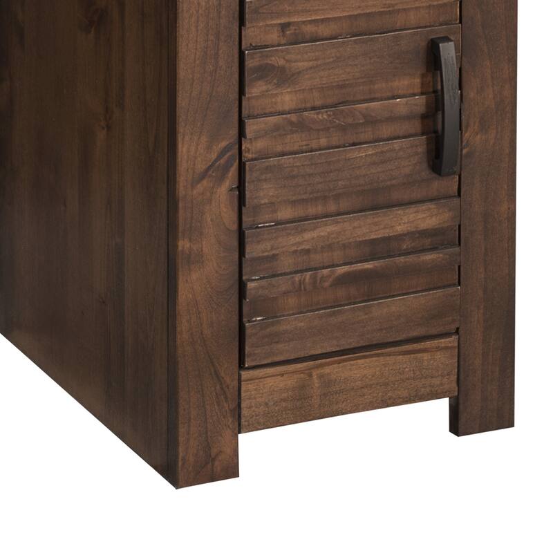 14 inch Chairside Table, No Assembly Required, Whiskey Finish