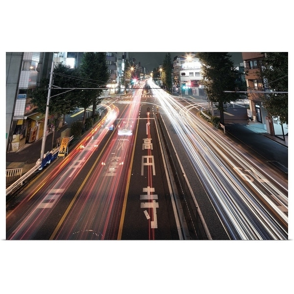 "Traffic trails at night, Tokyo." Poster Print