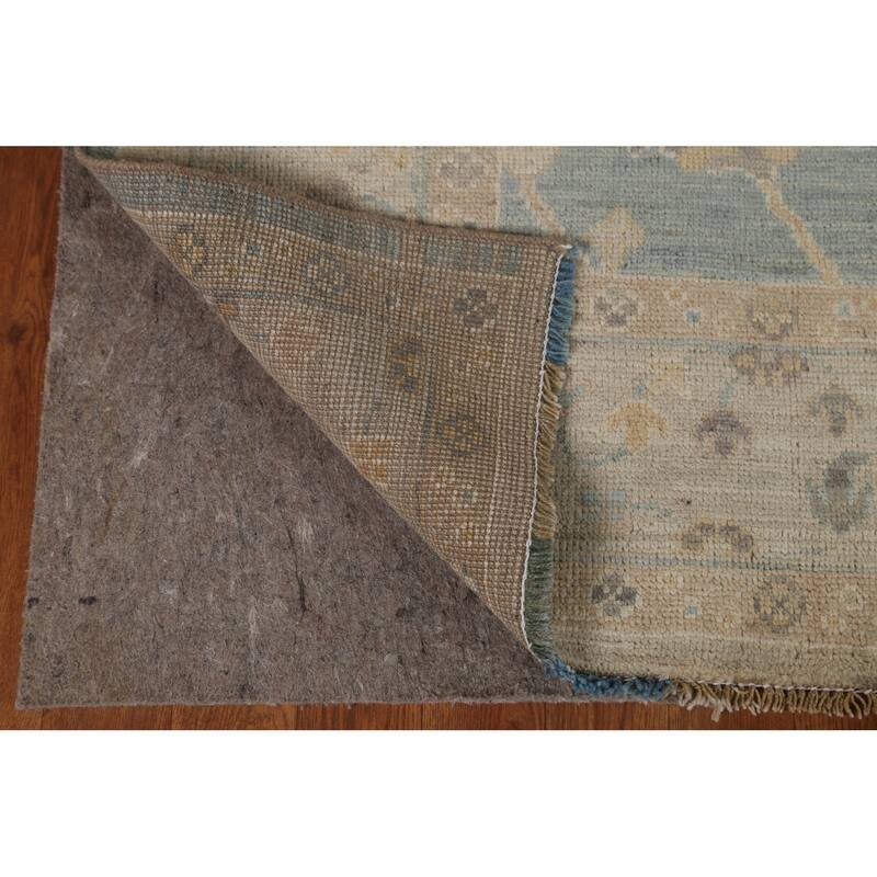 Vegetable Dye Blue Oushak Turkish Area Rug Hand-knotted Wool Carpet - 5'3" x 7'0"