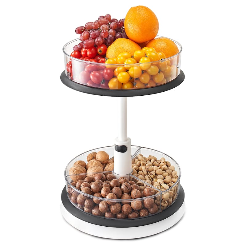 Sorbus 2-Tier Clear Lazy Susan - Rotating Kitchen Organizer - 11.29" L x 11.29" W x 14.68"H