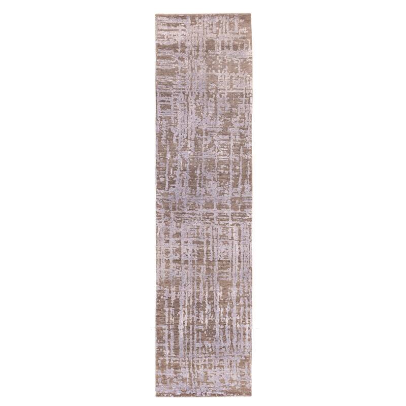 ECARPETGALLERY Hand-knotted Legacy Taupe Silk, Wool Rug - 2'5 x 9'10