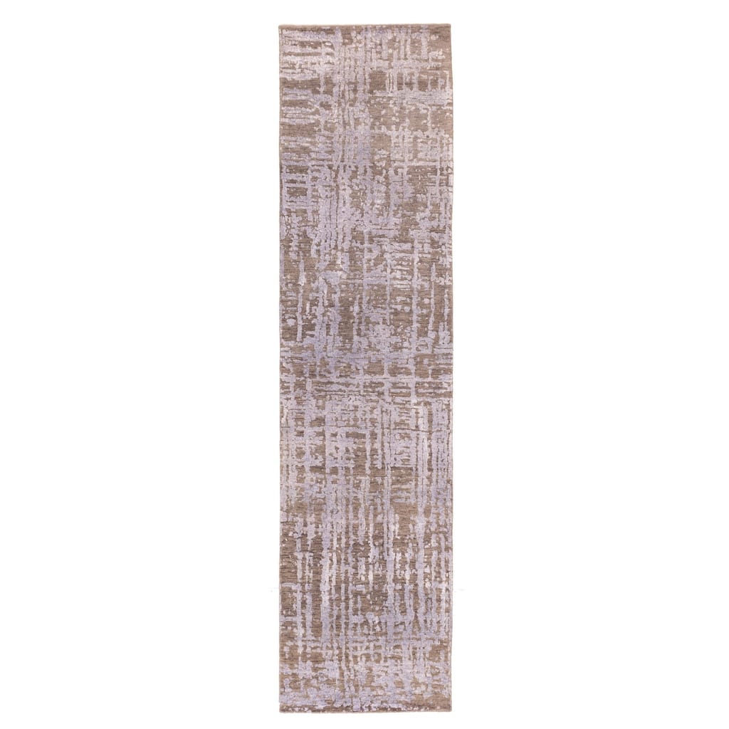 ECARPETGALLERY Hand-knotted Legacy Taupe Silk, Wool Rug - 2'5 x 9'10