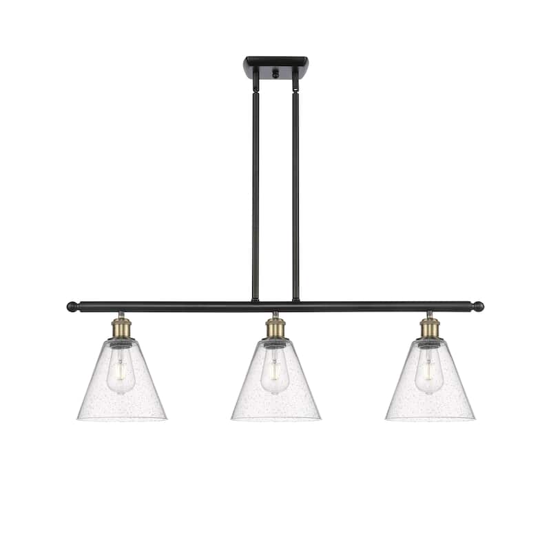 Innovations Lighting Berkshire - 3 Light 36" Stem Hung Island Light - Black Antique Brass/Seedy