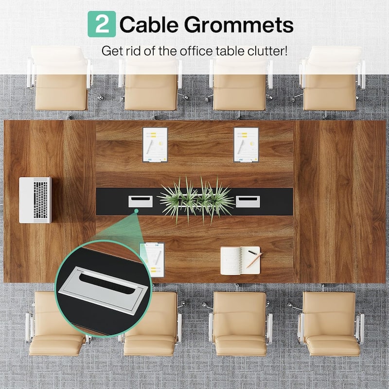 8FT Large Conference Table with Strong Metal Frame for Office Conference