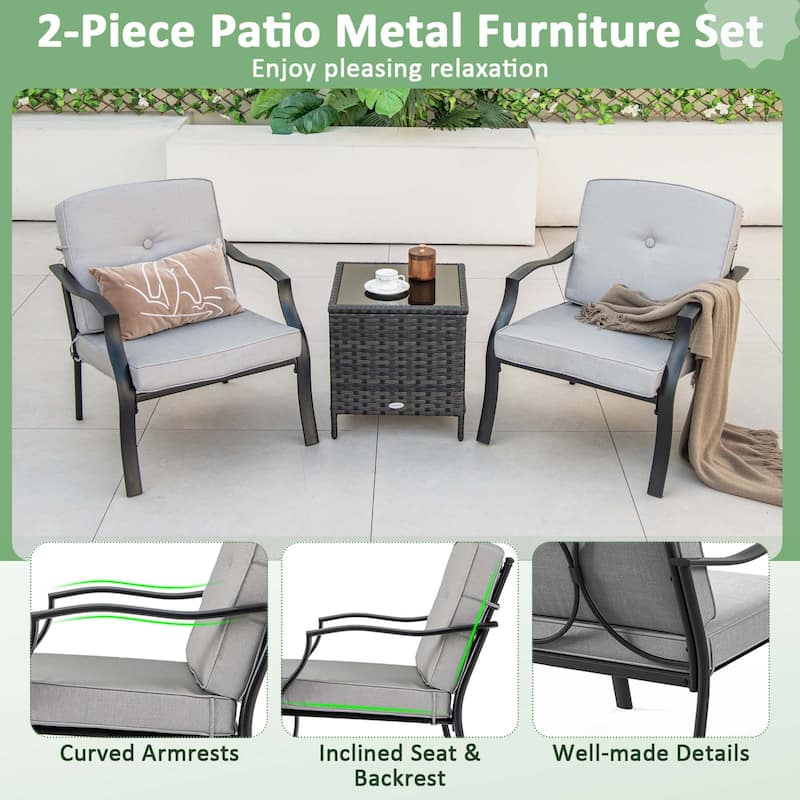 2/4 PCS Patio Furniture Set Outdoor Conversation Sofa Table Set
