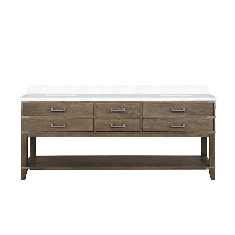 Norwalk 60 in W x 22 in D Black Oak Double Bath Vanity and Cultured Marble Top