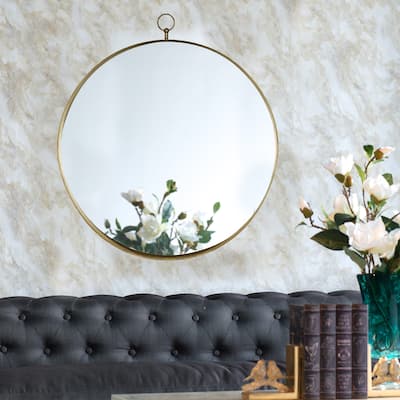 Golden Round Iron Frame Wall Mirror