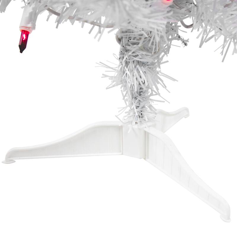 2' Woodbury White Pine Slim Artificial Christmas Tree, Pink Lights - 2 Foot