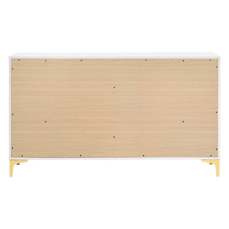 Karena White Rectangular 6-Drawer Dresser
