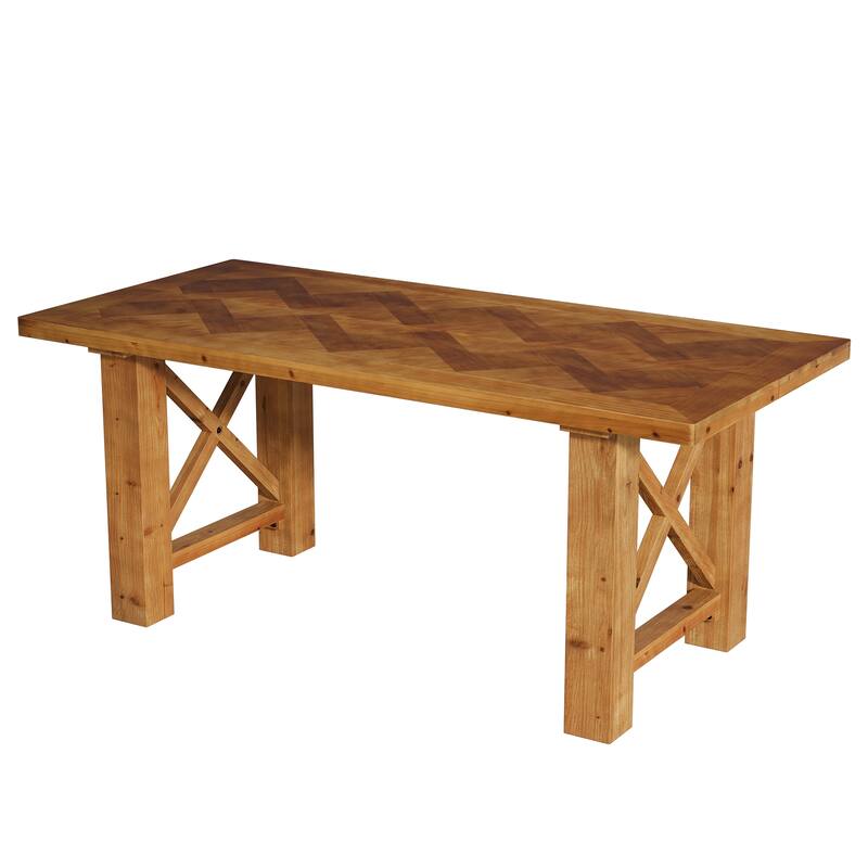 63-Inch Dining Table for 4-6, Solid Wood Kitchen Table for Dining Room, Living Room