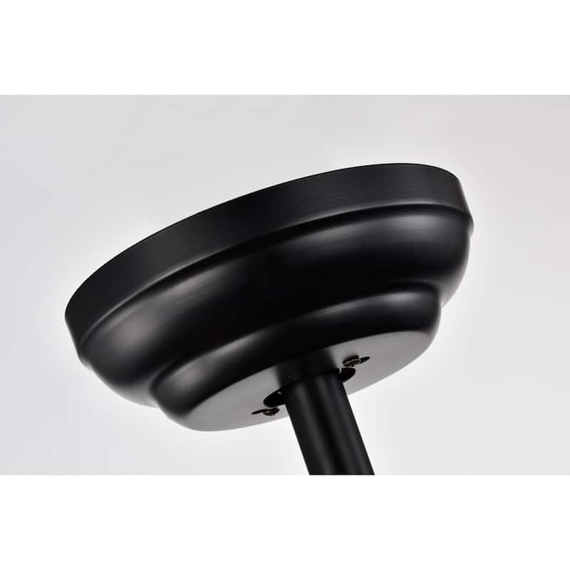 Hania Matte Black Ceiling Fan 29-Inch 6-Light Geometric Metal & Crystal Drum Shade (Includes Remote)
