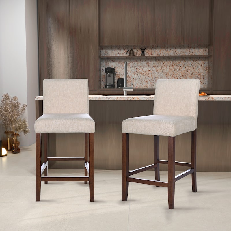 Cirrus Solid Wood Modern Comfy Counter Stool (Set of 2) - Beige