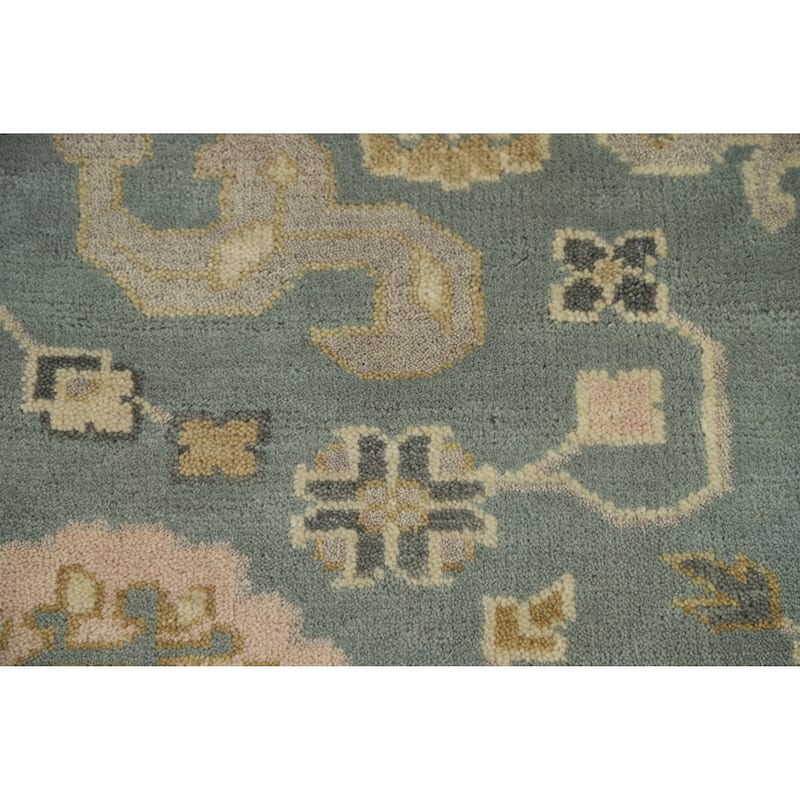 Blue Oushak Indian Area Rug Handmade Transitional Wool Carpet - 8'0" x 10'0"