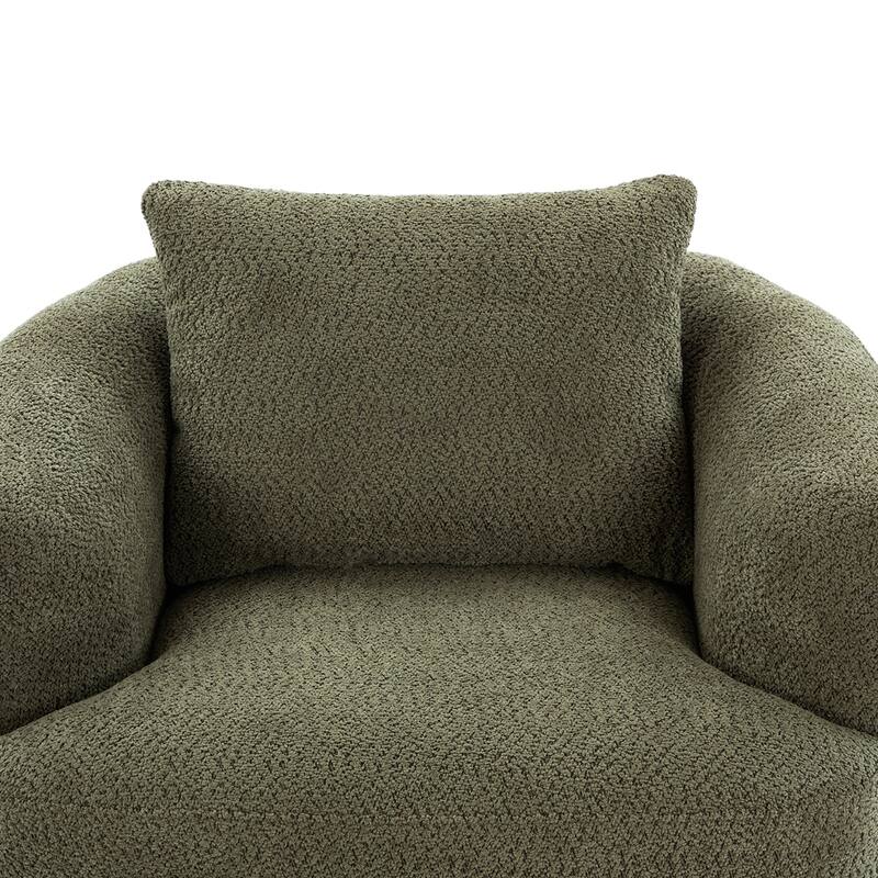 Chenille Upholstered Swivel Barrel Sofa Chair
