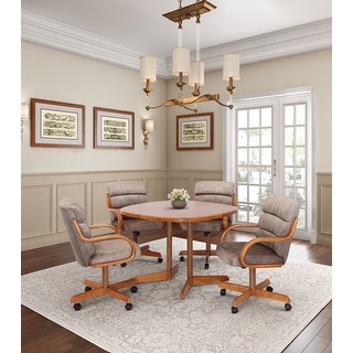 Caster Chair Company 5-Piece 42x42 Pecan Caster Castor Dining Set ...