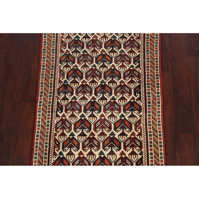 Vegetable Dye Geometric Sirjan Persian Area Rug Handmade Wool Carpet - 3'1" x 4'9"