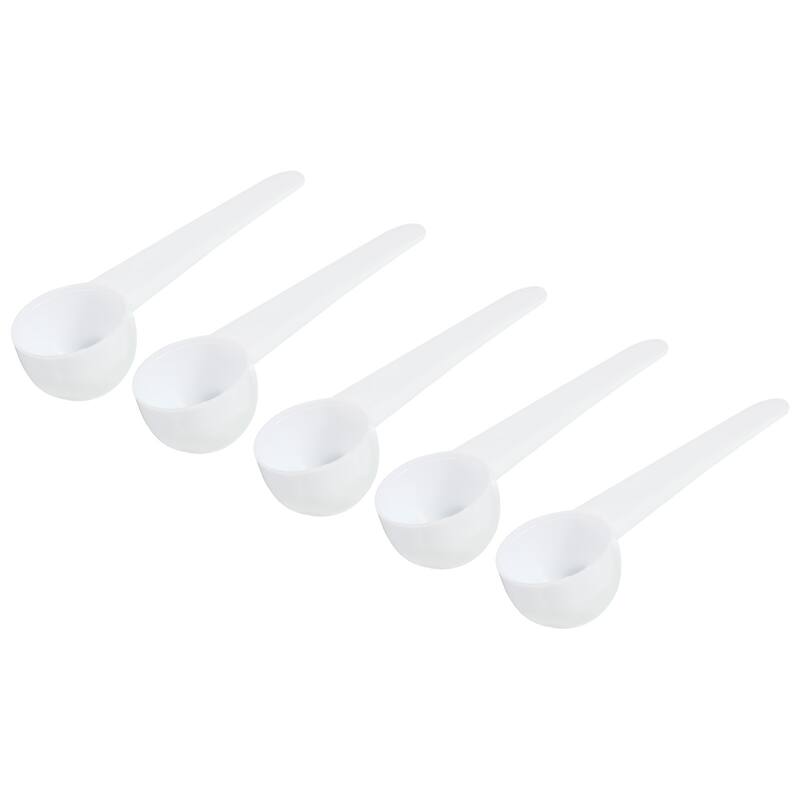 3.7" x 1.1" 5g Long Handle Plastic Measuring Spoon, 20Pcs Round Bottom - White
