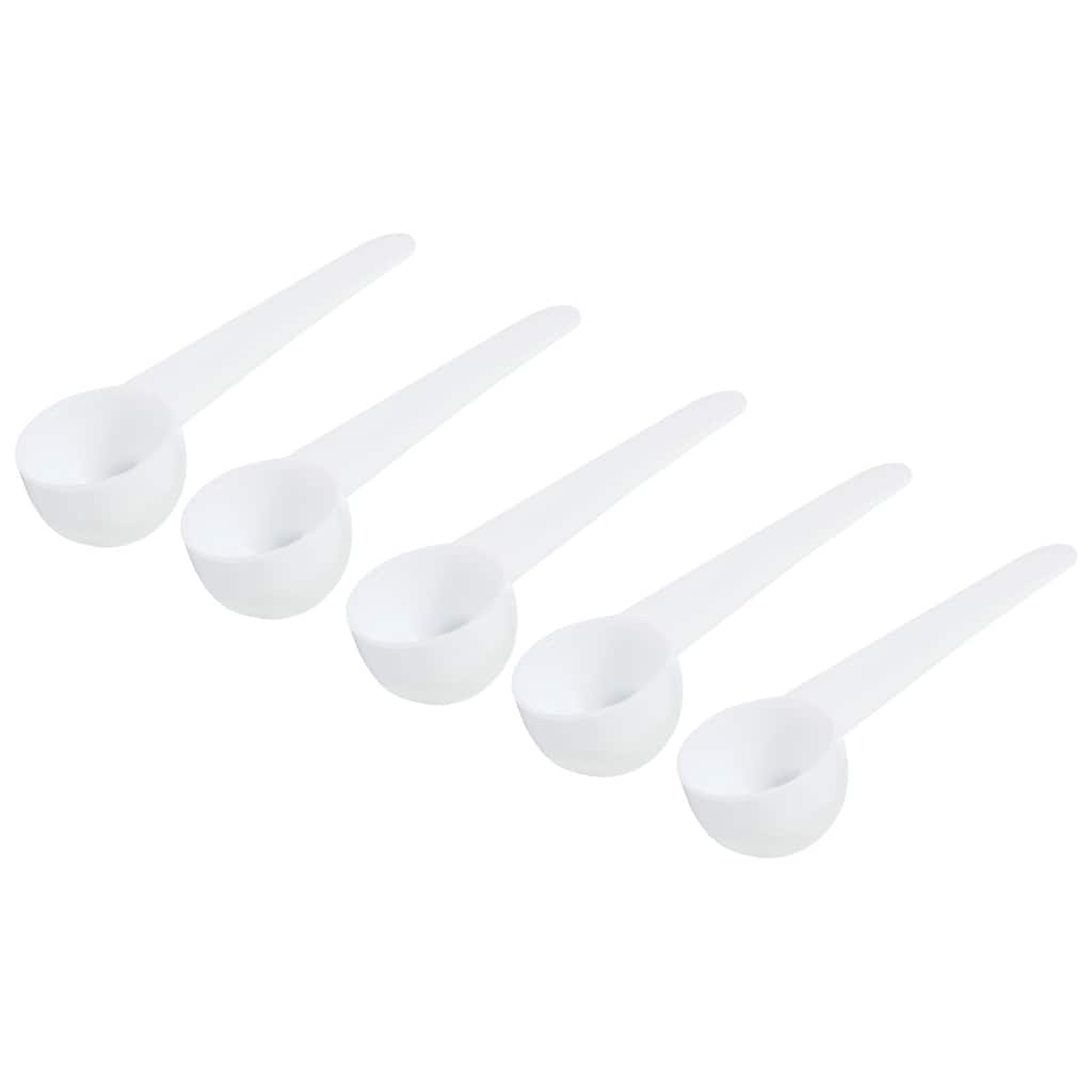 3.7" x 1.1" 5g Long Handle Plastic Measuring Spoon, 20Pcs Round Bottom - White