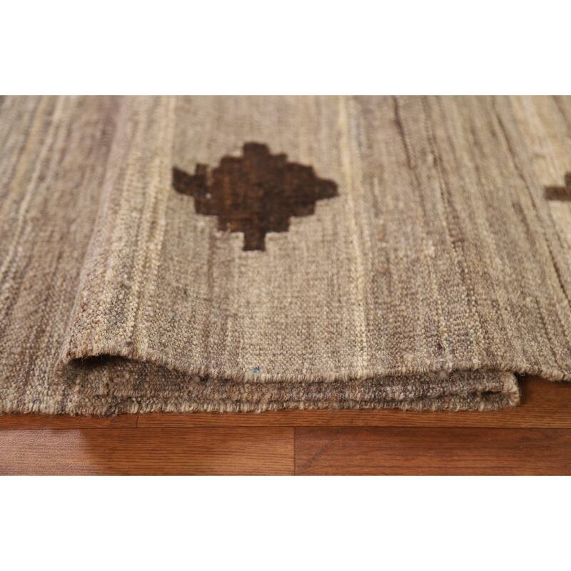 Geometric Kilim Modern Area Rug Hand-woven Wool Carpet - 5'1"x 6'6"