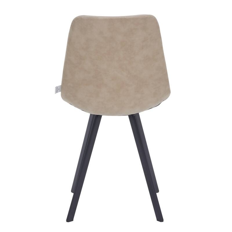 Markley Dining Chair with Leather Seat in Black Steel Legs, Scratch-Resistant, Ergonomic & Comfortable Modern Kitchen Chair