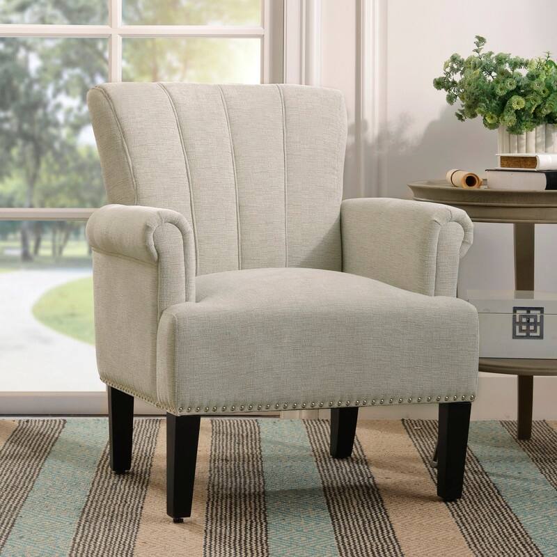MidCentury Modern Rivet Tufted Polyester Accent Chair Bed Bath