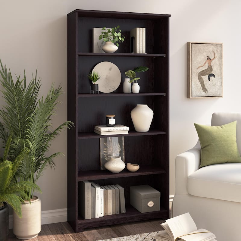 Bush Furniture Cabot Tall 5 Shelf Bookcase with Adjustable Shelves