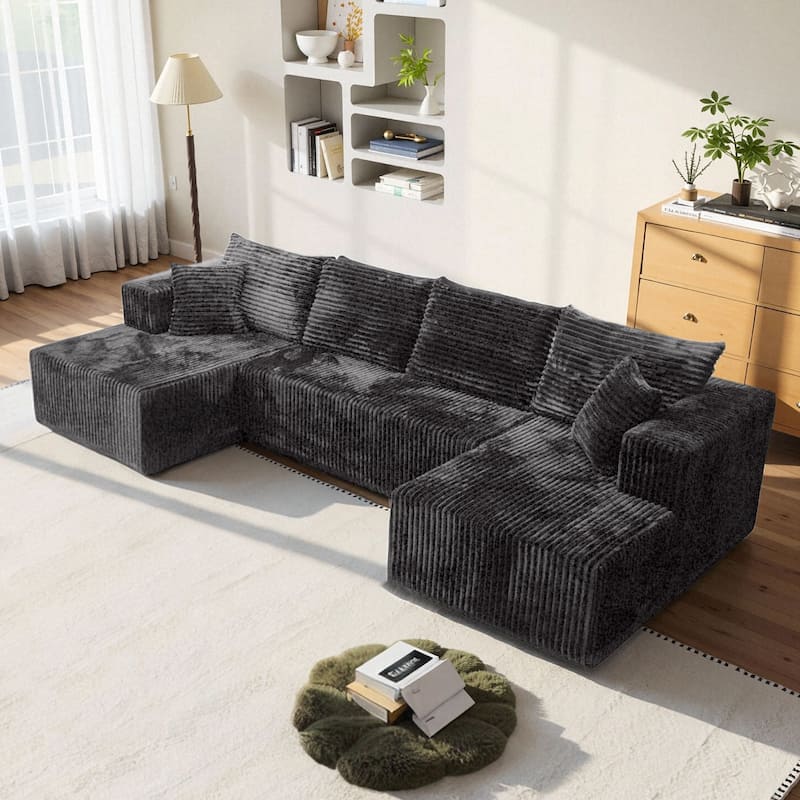 Modular Sofa U-Shaped Corduroy Sectional Sofa Living Room Free Combination Sofa Sets
