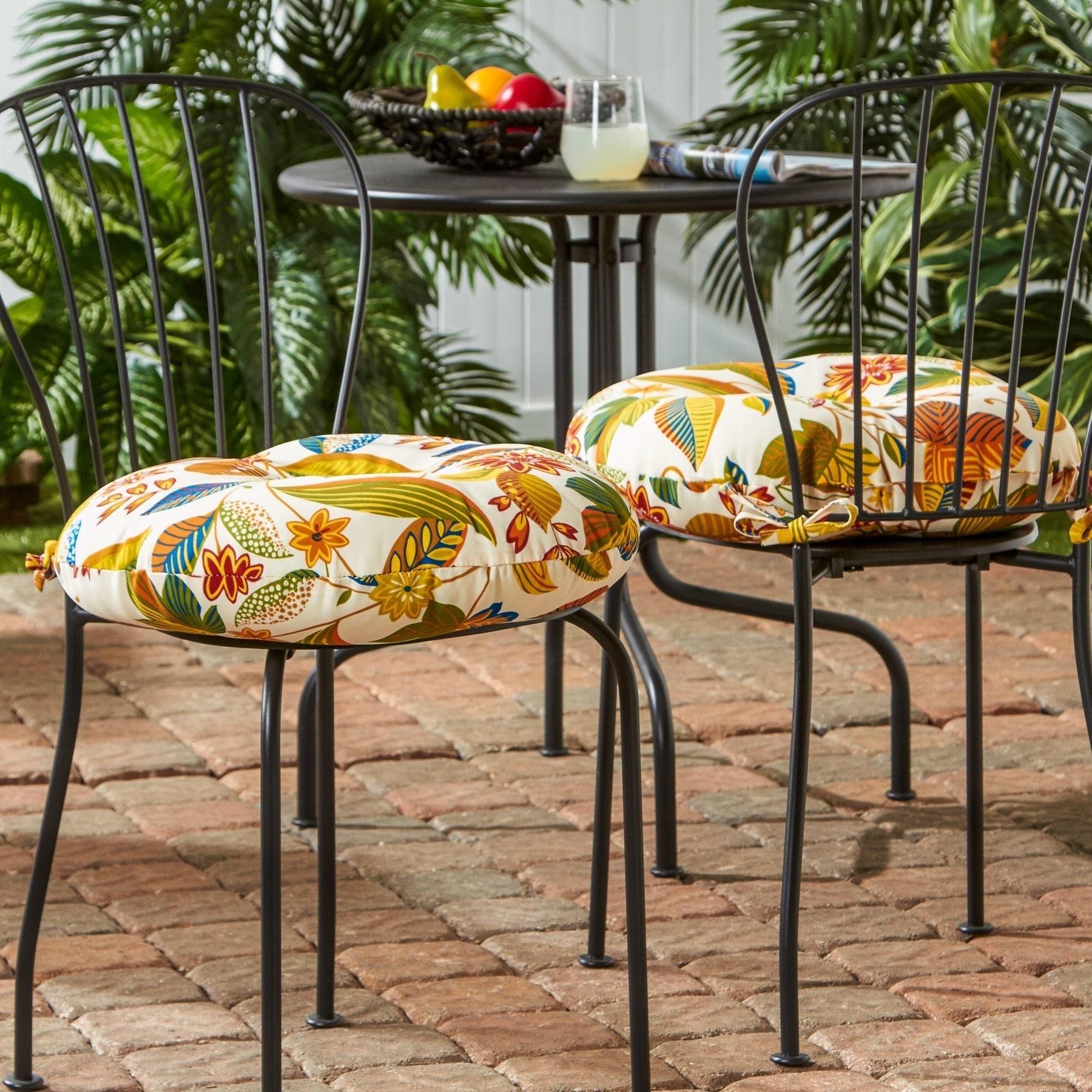 Eastport 18 inch Round Outdoor Bistro Chair Cushion Set of 2 by